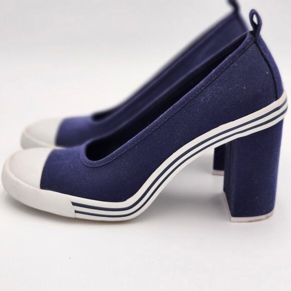 Chinese Laundry Canvas Sneaker Heels Blue Hip Hop Y2K Anime Size 9 S0046 - Picture 2 of 9